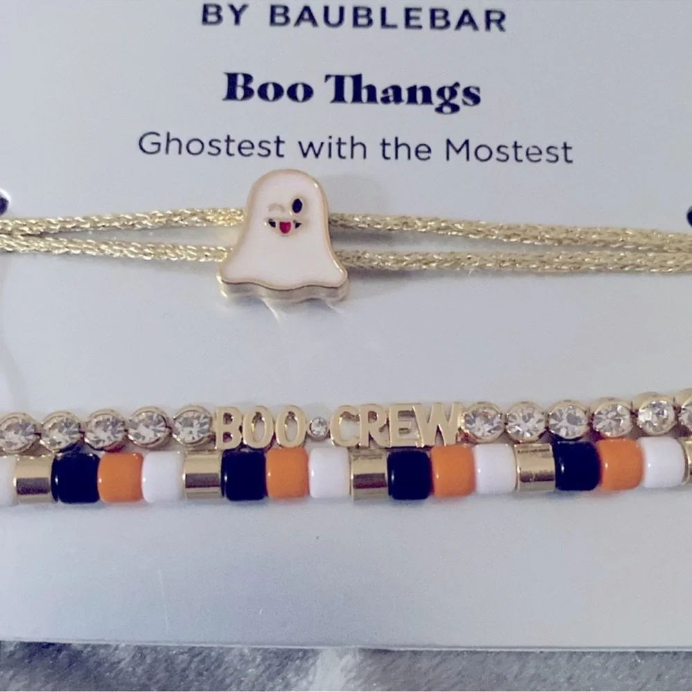 🎉6 for $30🎉 BaubleBar Boo Crew Bracelet Set with Ghost Charm - Picture 2 of 3